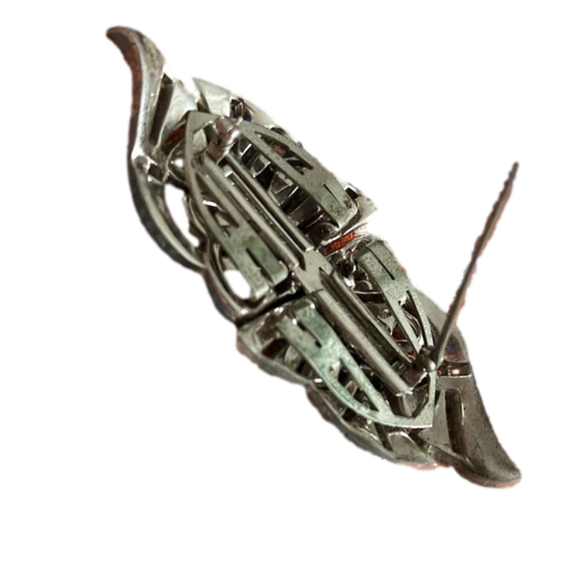 Vintage 1930s Trifari KTF Alfred Philippe Pave Diamante Ribbon Clipmate Duette - Picture 4 of 6